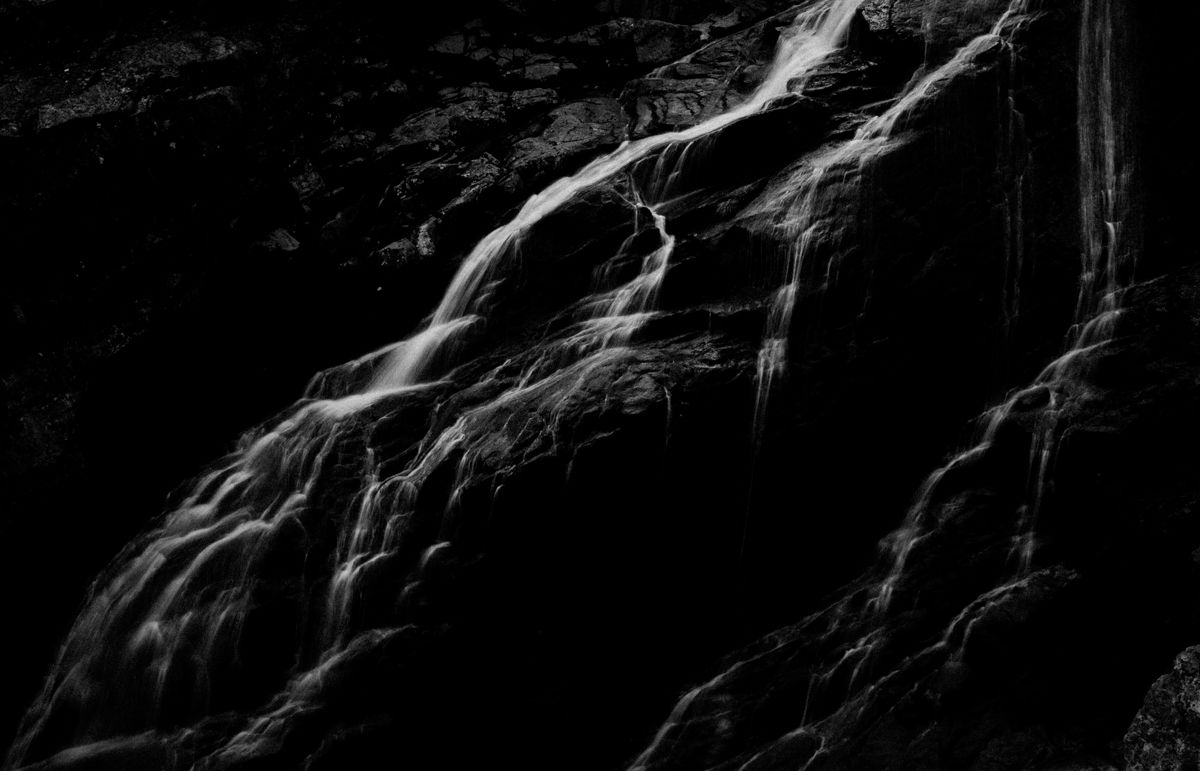 Black and white water cascade