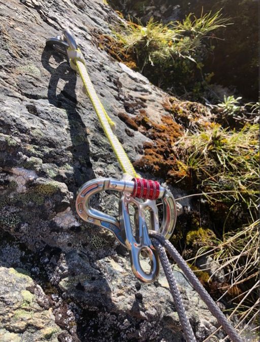 Belay device in use