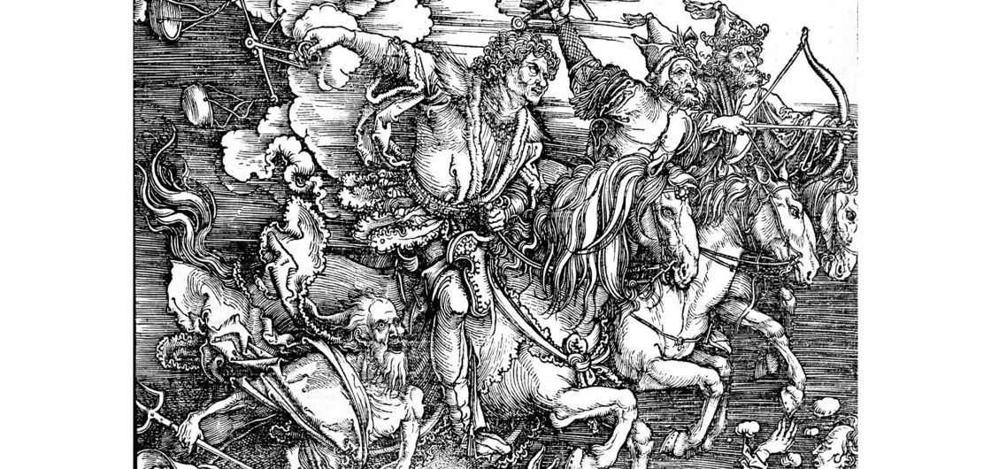 Four Horsemen of the Apocalypse Photo: Albrecht Dürer A line drawing of the four horsemen of the apocalypse