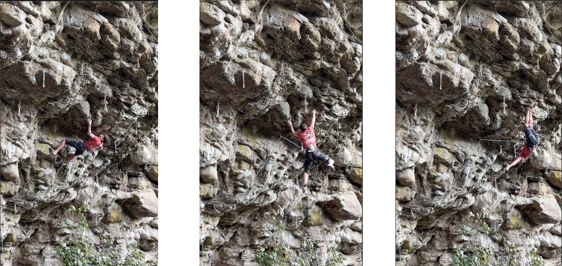 Climbing sequence in three images