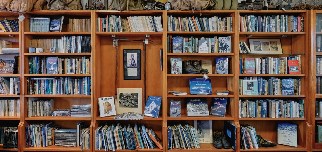 Book shelves in the NZAC library