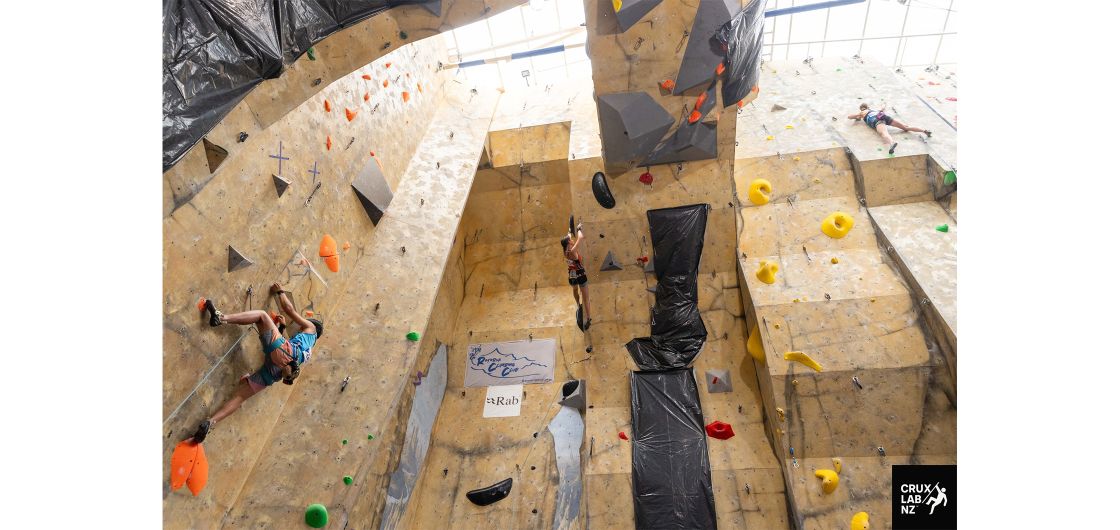 Scene of climbing gym and climbing competition
