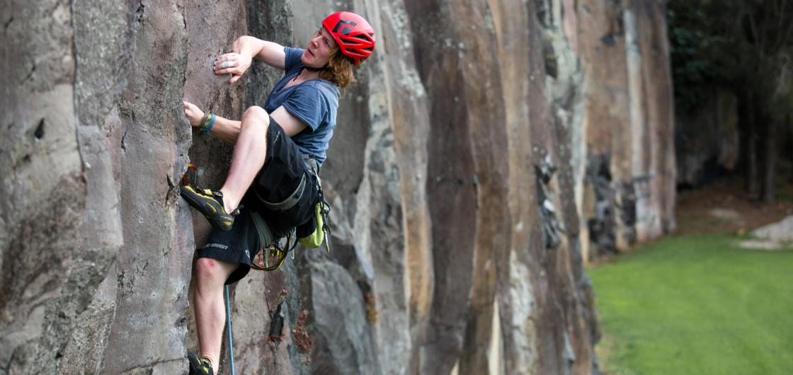 A climber on the AGS Rockwall