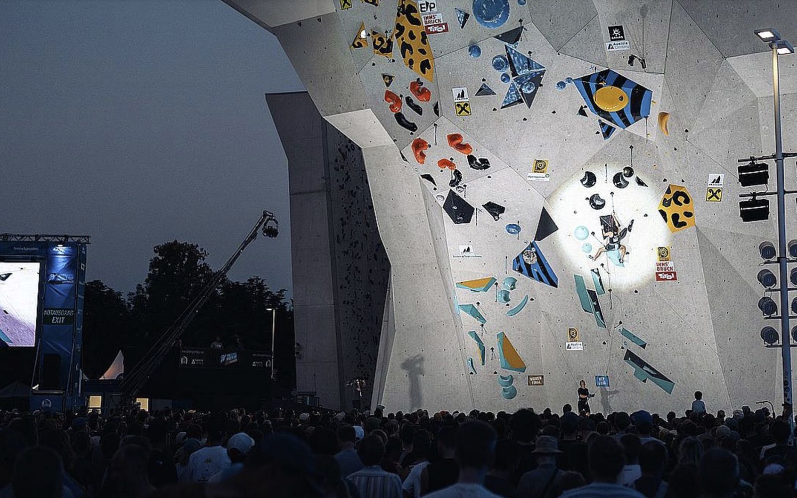 Competition climber on large lead wall