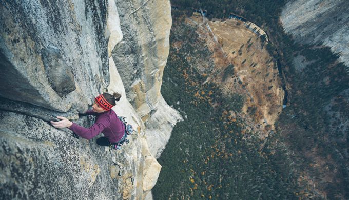 Climber high on El Capitan