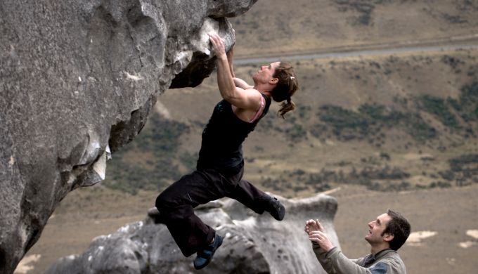 Woman bouldering