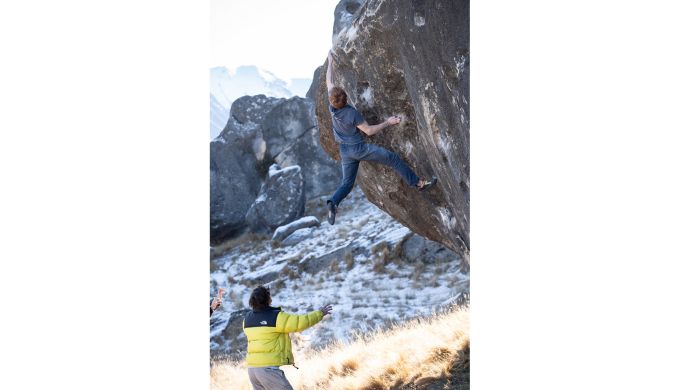 Climber on large boulder