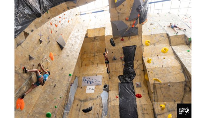 Scene of climbing gym and climbing competition