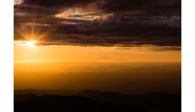 Volcano at sunset