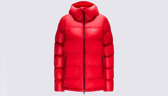 Red puffer jacket