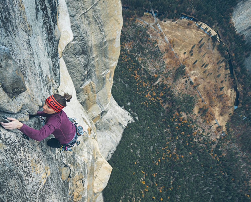 Climber high on El Capitan