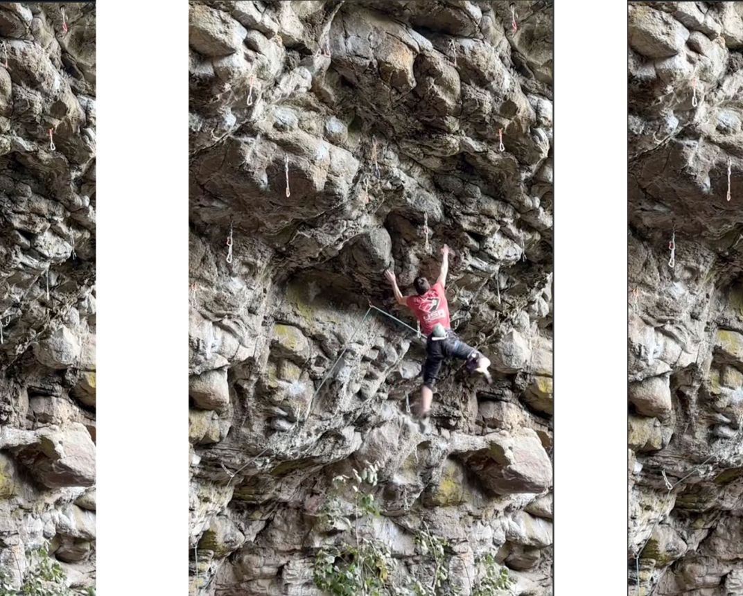 Climbing sequence in three images