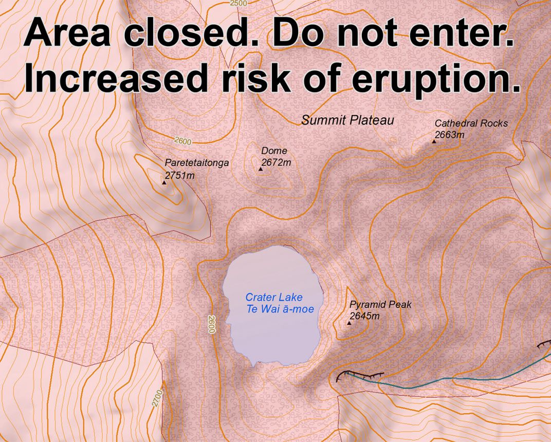 Map of volcano warning area