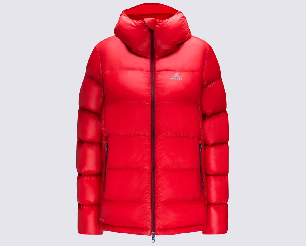 Red puffer jacket