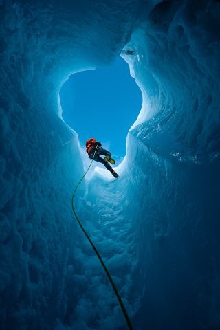 abseil in to glacier