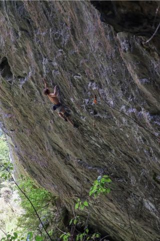 Climber on stape rock