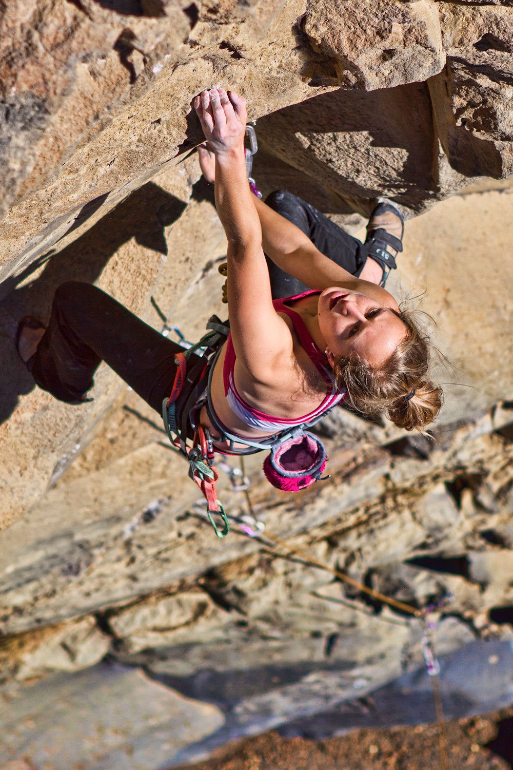 Climber on overhanging rock