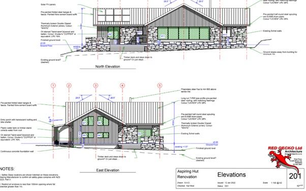 Aspiring Hut Elevations Red Gecko Architects