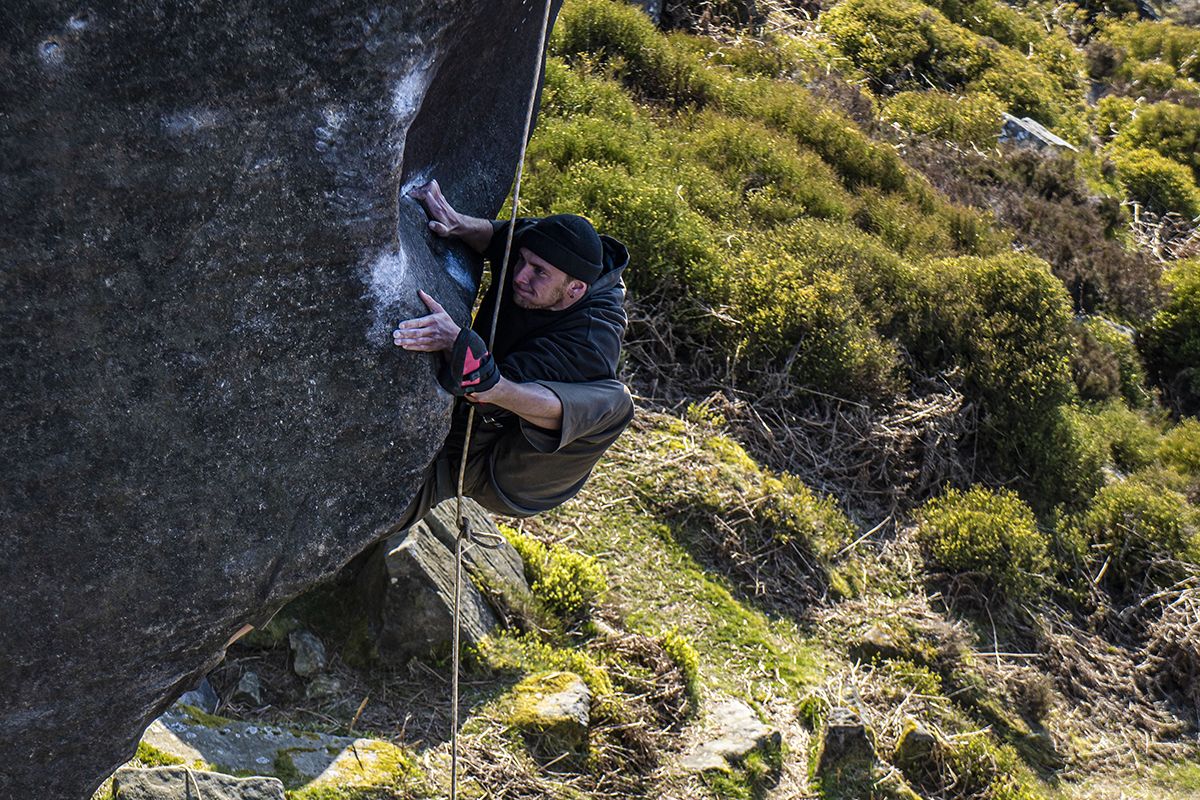 Absurd climbing position