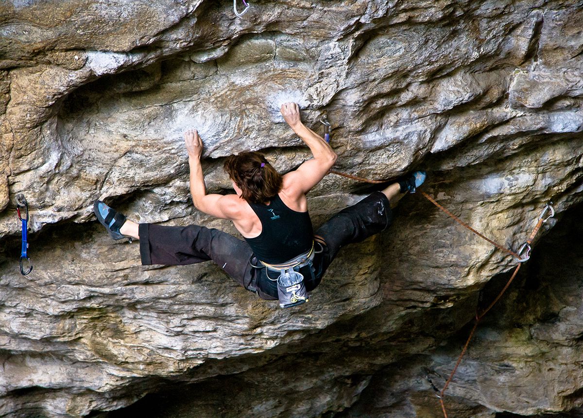 Rachel climbing at the Superbowl