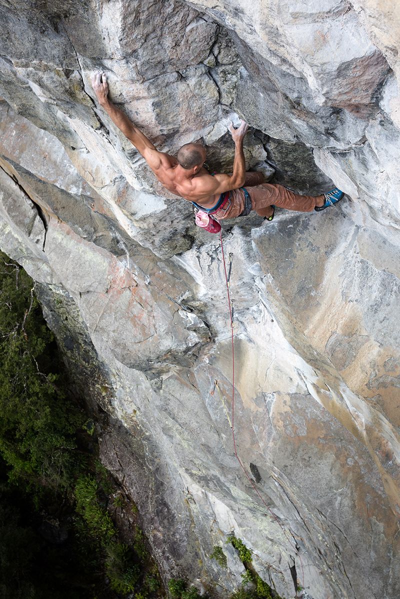 Climber on steep route
