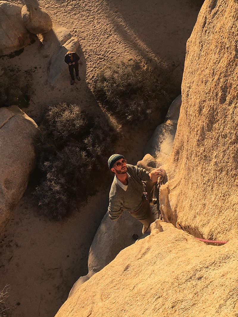 Climber on desert granite 