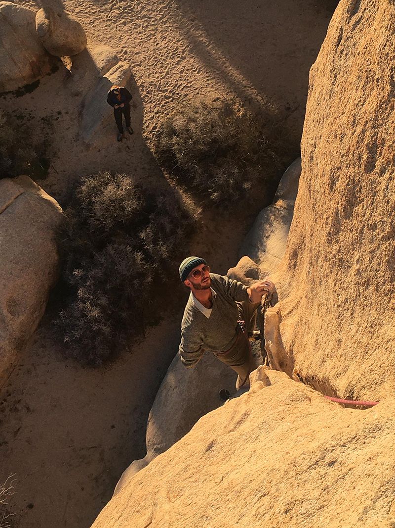 Climber on desert granite