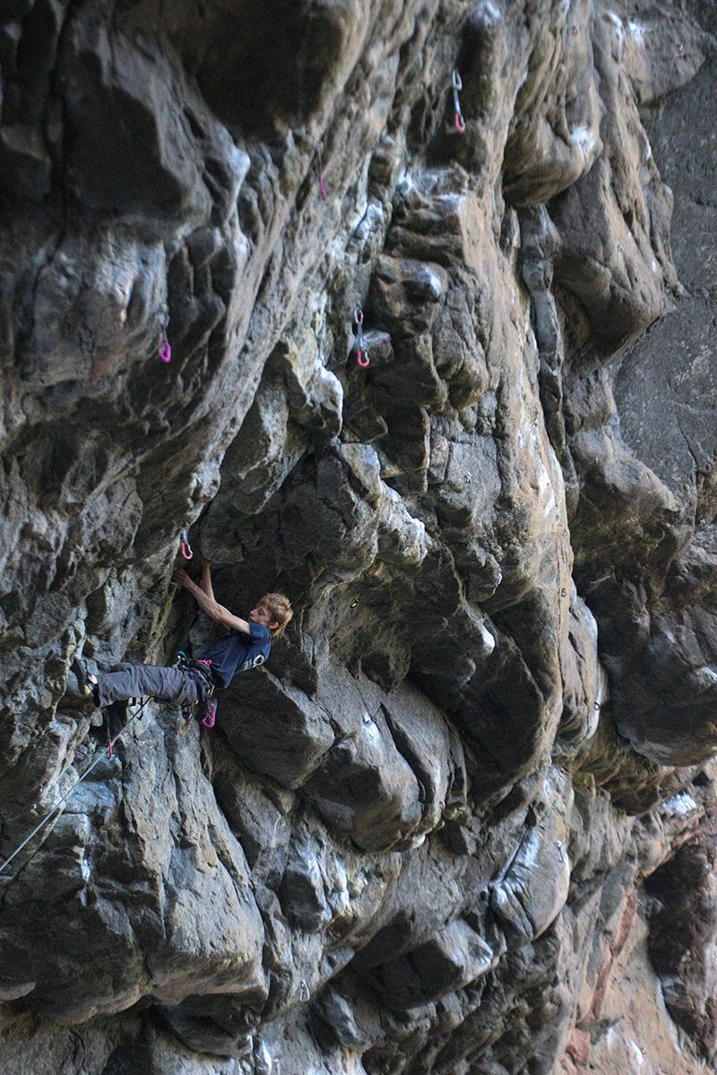 Climber on steep granite