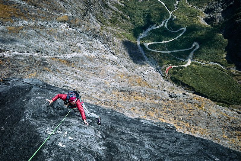 Climber on large rockface