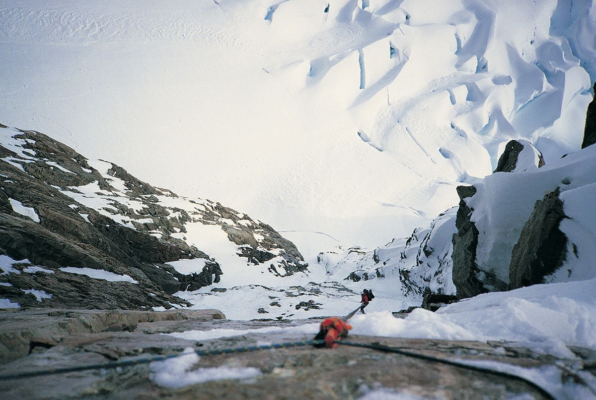 Abseiling a steep mountain face