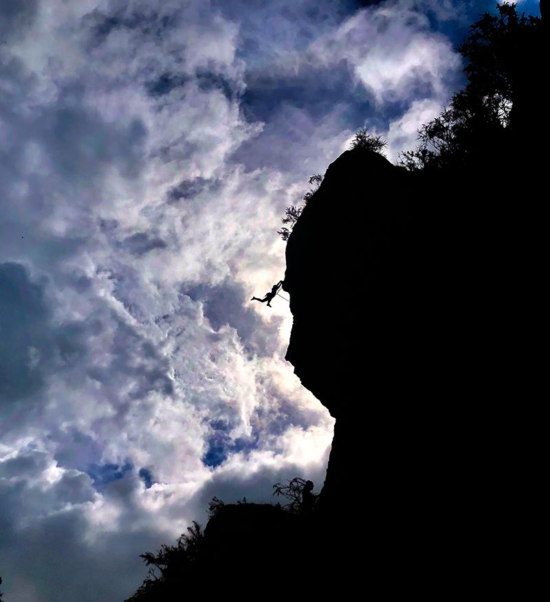 Silhouette of climber