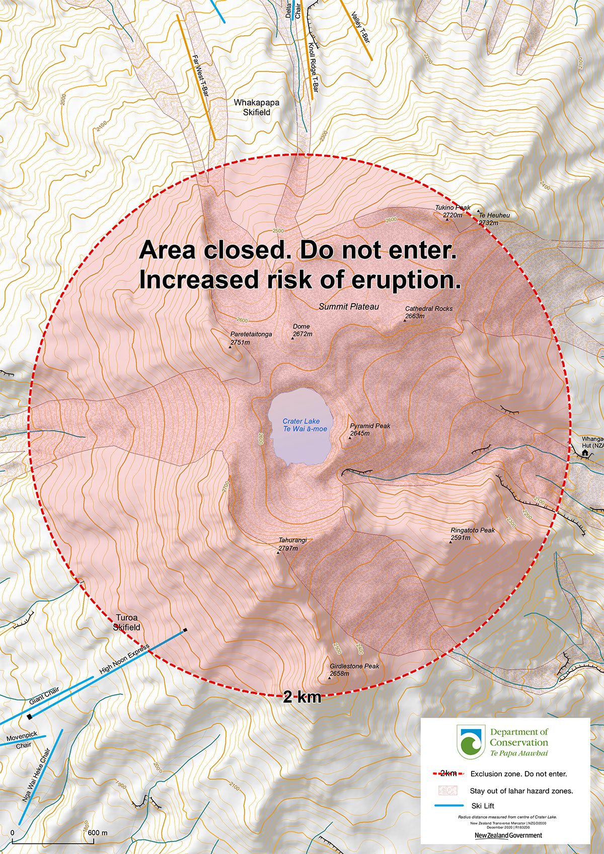 Map of possible volcanic activity