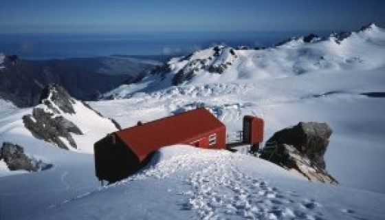 Centennial Hut buried in snow