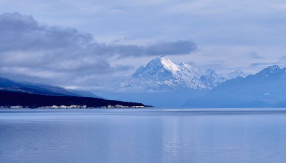 Mountain view across lake