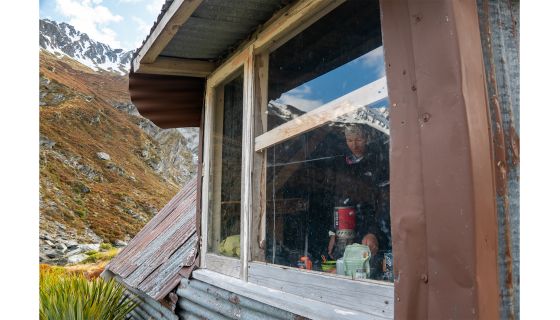 person inside a alpine hut