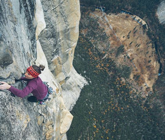 Climber high on El Capitan