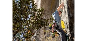 rock climber on ignimbrite